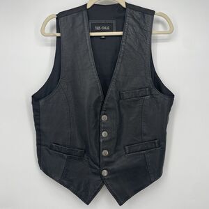Paris Dakar Size 48 Genuine Leather Moto Vest Black Classic Perfect Fit